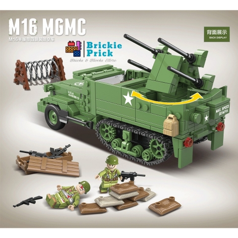 Non - Lego Army- WW2 XE BỌC THÉP M16 - Đồ chơi lắp rắp - Brickie Prick
