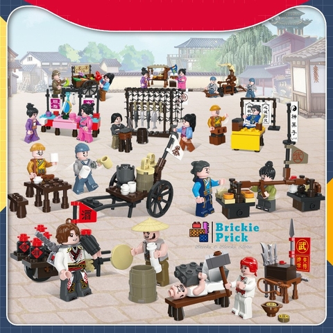 Non - Lego Thành Phố  - Khu chợ Trung Hoa 2 (Full set )- Đồ Chơi Lắp Ráp- Brickie Prick