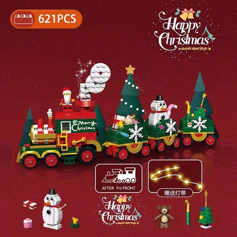 Đồ Chơi Lắp Ráp Xếp Hình Tàu Giáng Sinh Cho Dịp Noel Kèm Nhân Vật Santa - Quà Tặng Giáng Sinh