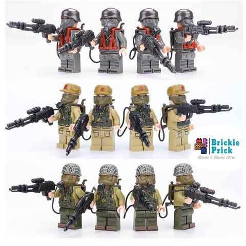Đồ Chơi Lắp Ráp Army Mô Hình Nhân Vật Minifigure WW2 Súng Phun Lửa Flamethrower Quân Đội Các Nước