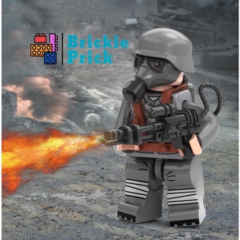 Đồ Chơi Lắp Ráp Army Mô Hình Nhân Vật Minifigure WW2 Súng Phun Lửa Flamethrower Quân Đội Các Nước