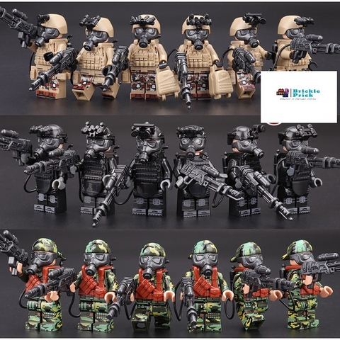 (Set 6 con cao cấp) Đồ Chơi Lắp Ráp Mô Hình Army Quân Đội Lính Phun Lửa Flamethrower Cao Cấp (full set)