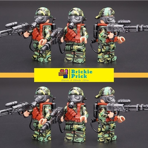 (Set 6 con cao cấp) Đồ Chơi Lắp Ráp Mô Hình Army Quân Đội Lính Phun Lửa Flamethrower Cao Cấp (full set)