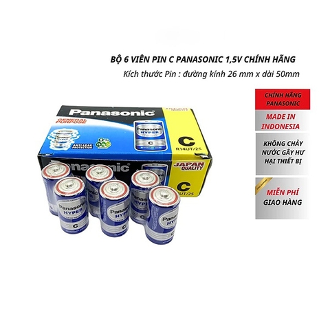 Bộ 6 viên pin trung 1 Panasonic