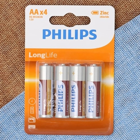 Pin AA 4 viên Zinc Carbon Philips R6L4B