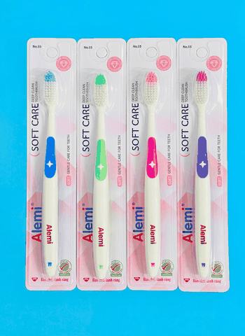 Bàn Chải Đánh Răng ALEMI HT8055 VỈ TRẮNG - Hộp 50 cây - TOOTHBRUSH