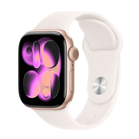Apple Watch Series 11 (GPS + Cellular) Vỏ Nhôm Vàng Hồng 42mm, Dây Thể Thao Màu Hồng Nhạt (Light Blush)