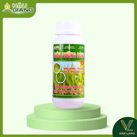 HẬU GIANG - Phân bón lá vô cơ SIÊU DƯỠNG ĐÒNG 500ml - Nts 6% + P₂O₅hh 4% + K₂Ohh 3% + Humic 2% + Mg 0,008% + Cu 100ppm + Fe 80ppm + Zn 70ppm + B 50ppm + Mo 30ppm + Mn 60ppm - Giúp mập đòng, trổ đồng loạt, giúp bộ lá phát triển, to dày, màu xanh bền, giúp hạn chế đổ ngã, giúp hạ phèn, chống ngộ độc,...