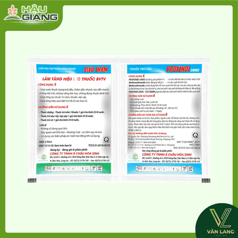 Á CHÂU - Thuốc trừ sâu PROFENDI 240SC 20ml + Chất phụ trợ trong nông nghiệp SIÊU THẤM 5ml - Methoxyfenozide 240 g/L + Polyalkyleneoxide Modified Heptamethyltrisiloxane 100% - Đặc trị sâu cuốn lá, sâu ăn lá + Giúp hỗn hợp phun lan đều – bám tốt – thẩm sâu