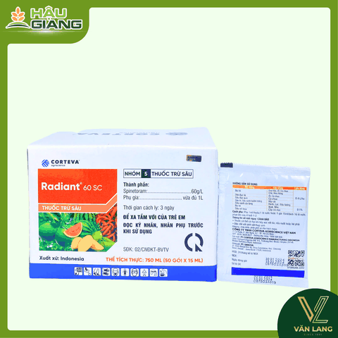 CORTEVA - Thuốc trừ sâu RADIANT 60SC 15ML - Spinetoram 60 g/L - Phòng trừ bọ trĩ, sâu xanh, sâu tơ, sâu cuốn lá, sâu đục thân,...