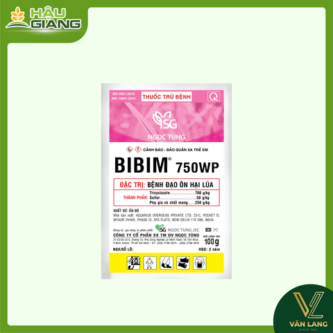 NGỌC TÙNG - Thuốc trừ bệnh BIBIM 750WP 100gr - Tricyclazole 700 g/kg + Sulfur  50 g/kg - sản phẩm chuyên dùng  quản lý đạo ôn lá & đạo ôn cổ bông