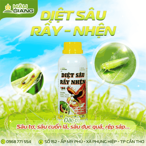 HẬU GIANG - DIỆT SÂU RẦY NHỆN 450ML - Abamectin 2% w/w + Profenofos 35% w/w - Đặc trị các nhóm sâu tơ, sâu cuốn lá, sâu đục thân, sâu đục quả, rệp sáp, rầy xanh và nhện đỏ.