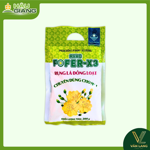RVAC - Phân bón lá đạm-vi lượng RVAC FOFER X3 RỤNG LÁ MAI 200g - Nts 25% + B 1.500 ppm + Zn 1.000 ppm - Giúp mai rụng lá nhanh và đồng loạt, hoa trợ ra hoa đúng thời điểm