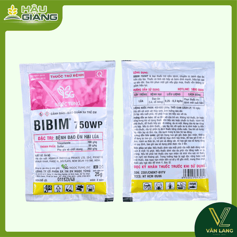 NGỌC TÙNG - Thuốc trừ bệnh BIBIM 750WP 25gr - Tricyclazole 700 g/kg + Sulfur – 50 g/kg - Phòng trừ đạo ôn lá, đạo ôn cổ bông