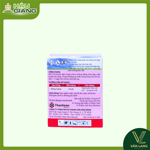 THANH SƠN – Thuốc trừ chuột RAT-K 2% DP 10G - Warfarin 2% w/w - kiểm soát mật độ chuột trên ruộng lúa, vườn cây hoặc kho nông sản
