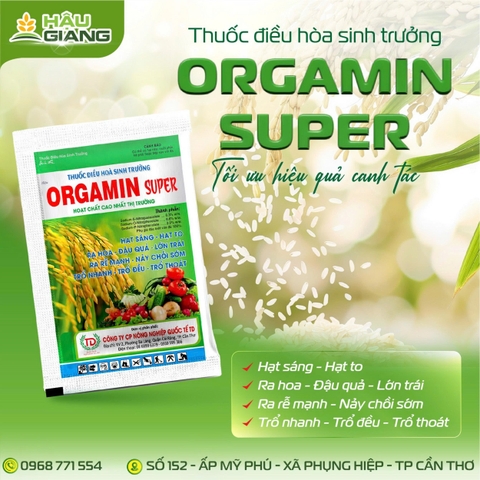 HẬU GIANG - Thuốc kích thích sinh trưởng ORGAMIN SUPER 1.8SL 20ML - Sodium-5-Nitroguaiacolate 0.3% w/w + Sodium-P-Nitrophenolate 0.9% w/w + Sodium-P-Nitrophenolate 0.9% w/w - Kích thích tăng trưởng