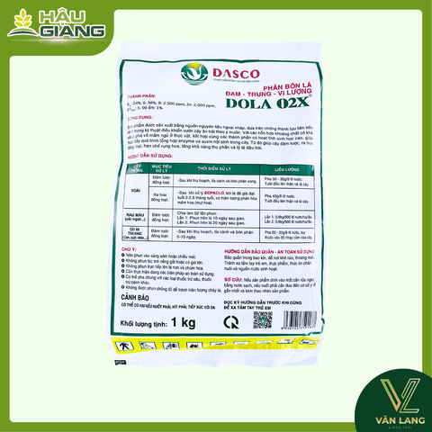 DASCO - Phân bón lá DOLA 02X 1KG - Nts 34% + Ca 2.500 ppm + Zn 2.000 ppm - Giúp đâm tược, ra hoa đều đồng loạt, tăng tỉ lệ đậu trái
