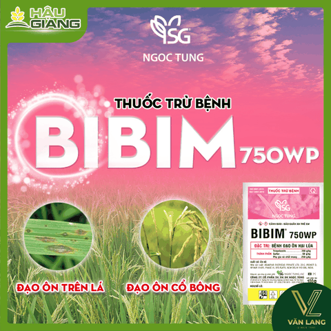 NGỌC TÙNG - Thuốc trừ bệnh BIBIM 750WP 100gr - Tricyclazole 700 g/kg + Sulfur  50 g/kg - sản phẩm chuyên dùng  quản lý đạo ôn lá & đạo ôn cổ bông