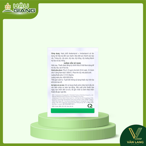 HẬU GIANG - BÙ LẠCH LỬA 250WP 20GR - Acetamiprid 125g/kg + Imidacloprid 125g/kg - Phòng trừ rầy nâu, bọ trĩ, rầy xanh trên lúa, rau màu và cây ăn trái
