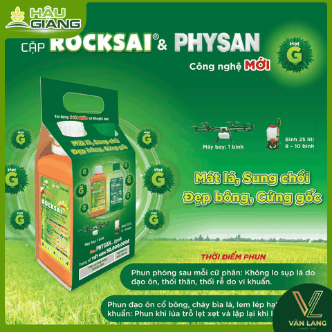 LÚA VÀNG - Thuốc trừ bệnh ROCKSAI 525SE (250ml) + PHYSAN 20SL (200ml) - Tricyclazole 400 g/l + Propiconazole 125 g/l +  Quaternary Ammonium Salt 20% w/w + Đặc trị mạnh đạo ôn lá, đạo ôn cổ, thối cổ gié, thối cổ bông.