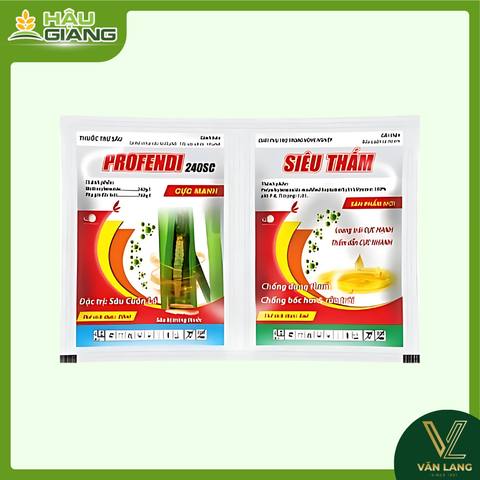Á CHÂU - Thuốc trừ sâu PROFENDI 240SC 20ml + Chất phụ trợ trong nông nghiệp SIÊU THẤM 5ml - Methoxyfenozide 240 g/L + Polyalkyleneoxide Modified Heptamethyltrisiloxane 100% - Đặc trị sâu cuốn lá, sâu ăn lá + Giúp hỗn hợp phun lan đều – bám tốt – thẩm sâu