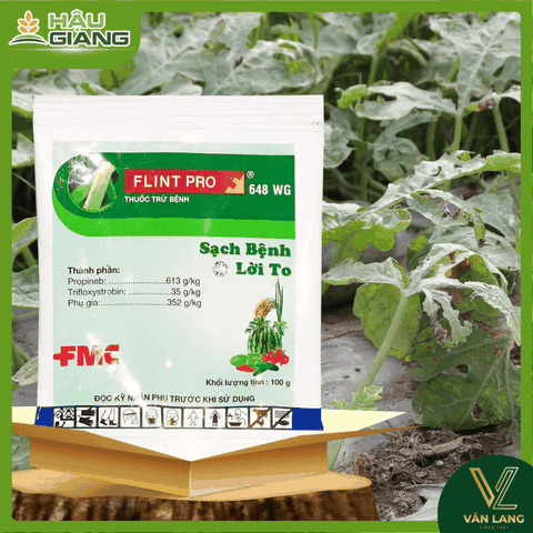 FMC - Thuốc trừ bệnh FLINT PRO 648WG 100G - Propineb 613 g/kg + Trifloxystrobin 35g/kg - Đặc trị đạo ôn lá, đạo ôn cổ bông, thối cổ gié trên lúa, thán thư trên dưa leo, dưa hấu, xoài, nhãn, mốc xám trên rau cải, đốm lá trên bắp cải, cà chua