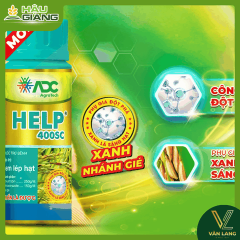 ADC - Thuốc trừ bệnh HELP 400SC 250ml - Azoxystrobin 250 g/lít + Difenoconazole 150 g/lít - Giúp giảm lem lép, giúp hạt vàng sáng, giúp bông thoát nhanh – trổ gọn – trổ đồng loạt