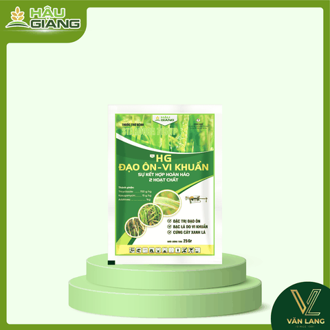 HẬU GIANG - Thuốc trừ bệnh HG ĐẠO ÔN  VI KHUẨN 715WP 25GR - Tricyclazole: 700g/kg + Kasugamycin: 15g/kg - Phòng trị đạo ôn, bạc lá, cháy bìa lá, thối bẹ, nám lá, đốm khuẩn,...