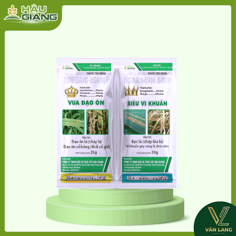 HẬU GIANG - Thuốc trừ bệnh VUA ĐẠO ÔN SIÊU VI KHUẨN 55GR - Tricyclazole 400g/kg + Isoprothiolane 400g/kg + Kasugamycin 6%w/w - Phòng trị đạo ôn lá, đạo ôn cổ bông, bạc lá, cháy bìa lá