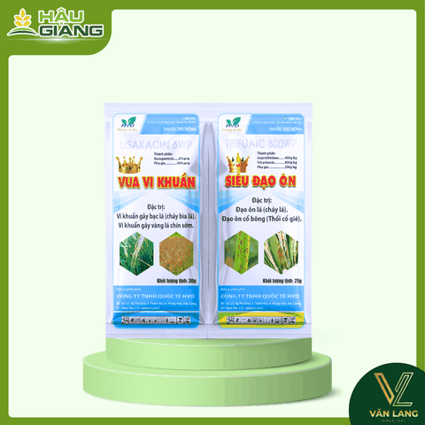 HVD - Thuốc trừ bệnh VUA VI KHUẨN SIÊU ĐẠO ÔN 55GR - Kasugamycin 6% w/w + Tricyclazole 400g/kg + Isoprothiolane 400g/kg - Hỗ trợ kiểm soát cháy bìa lá, đạo ôn lá, cổ bông