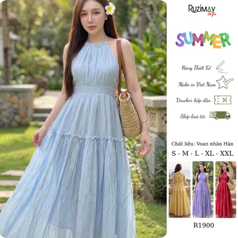 Đầm maxi cổ yếm Ruzimay Style R1900 dáng dài xòe