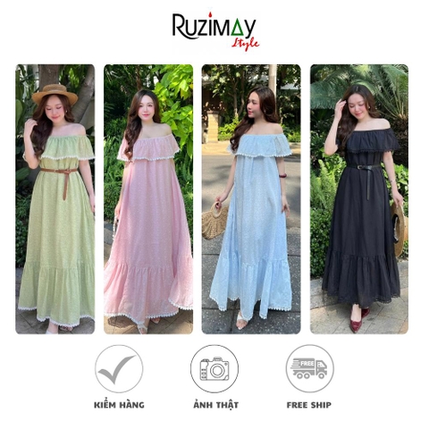 Đầm Maxi Ruzimay Trễ Vai Flora dáng dài R1600