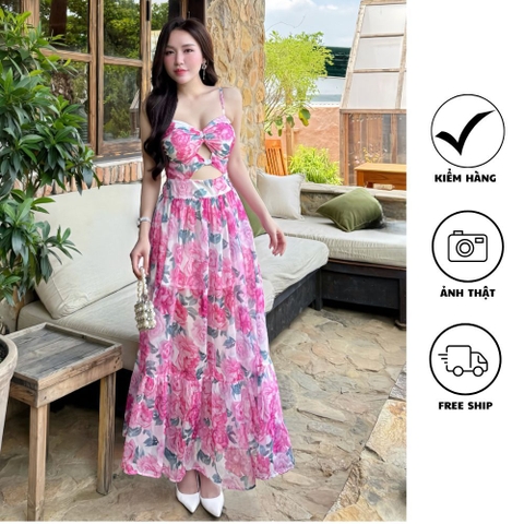 Đầm maxi cup ngực dáng xòe R0201