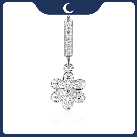 Khuyên tai bạc 925 Luna Jewelry dạng khoen bông hoa đính đá