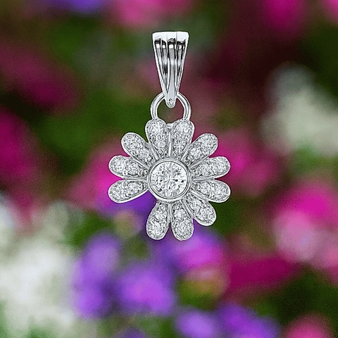 Mặt dây chuyền bạc 925 Luna Jewelry hoa cúc GDragon