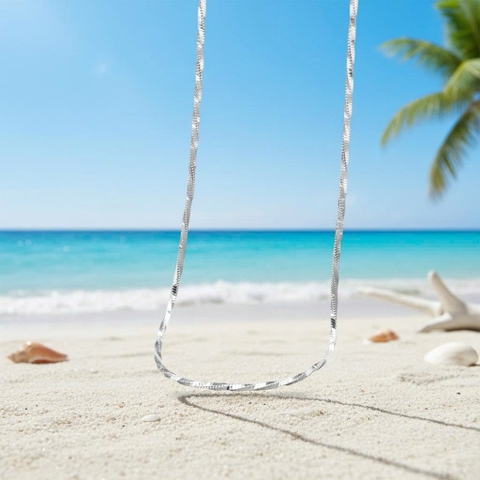 Dây chuyền bạc 925 sợi xoắn vuông Luna Jewelry