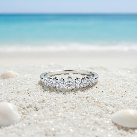 Nhẫn bạc 925 vương miện đính đá nhỏ Luna Jewelry