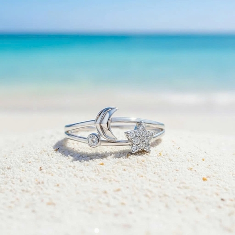 Nhẫn bạc 925 Luna Jewelry trăng sao
