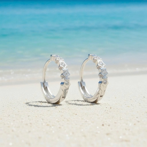Khuyên tai bạc 925 Luna Jewelry dạng khoen nhiều ngôi sao nhỏ