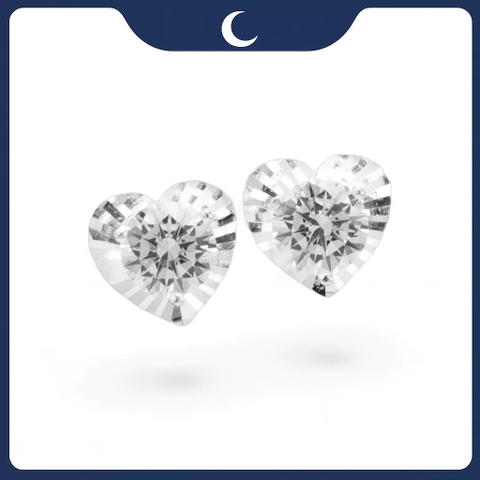 Khuyên tai bạc 925 Luna Jewelry dạng chuôi hình trái tim đính Đá Mossanite