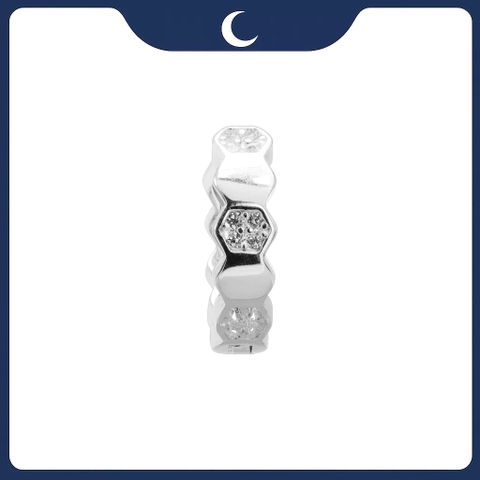 Khuyên tai bạc 925 dạng khoen thiết kế tổ ong đính đá Luna Jewelry