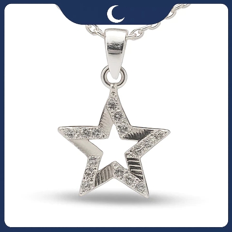 Mặt dây chuyền bạc 925 ngôi sao nạm đá Luna Jewelry