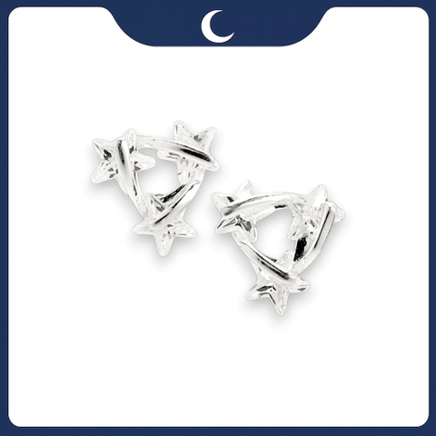 Khuyên tai bạc 925 Luna Jewelry dạng chuôi 3 ngôi sao băng