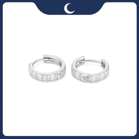 Khuyên tai bạc 925 Luna Jewelry dạng khoen khắc đơn giản