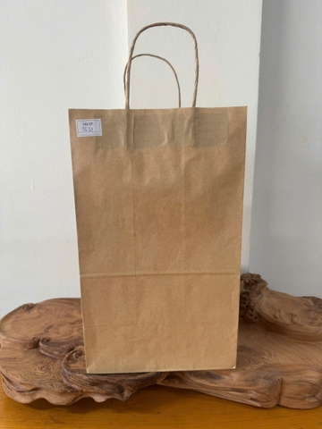 Túi giấy Kraft có quai Màu Nâu - KT: 21,5x15x36,5