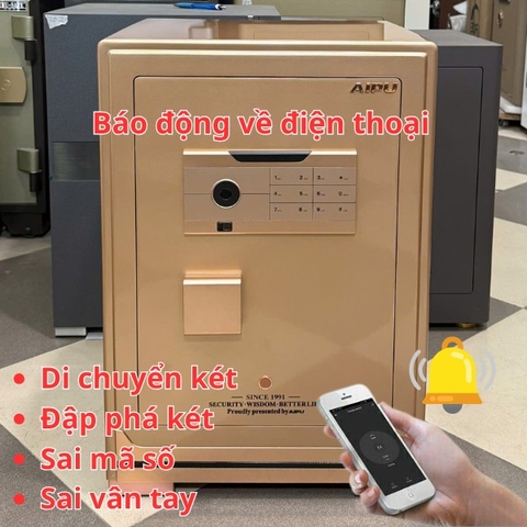 Két sắt AIPU ZR-60VI-G vàng gold vân tay điện tử cảnh báo điện thoại