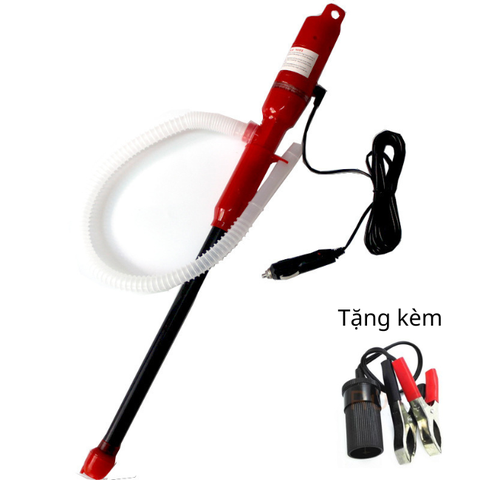 Bơm hút xăng, dầu, bơm nước bể cá kẹp bình ắc quy chạy điện 12V, 24V (Tặng kèm kẹp bình ắc quy)