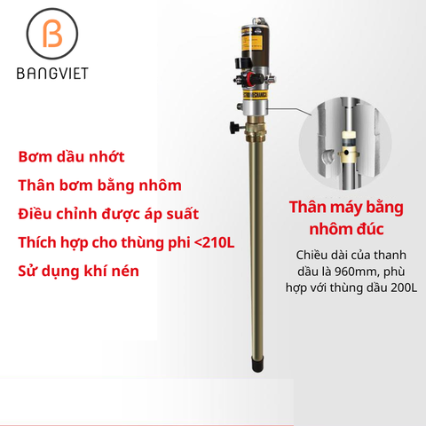 Bơm dầu khí nén, máy bơm dầu bánh răng, máy bơm dầu nhẹ từ thùng phi 208L