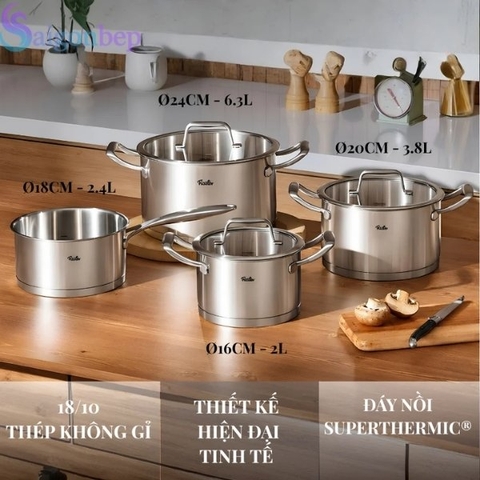 Bộ nồi Fissler Budapest 4 món nắp kính có quánh