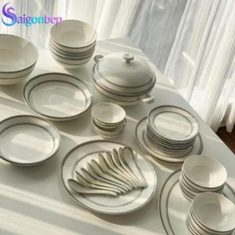 Bộ tô, chén, đĩa sứ xương cao cấp nhập khẩu London (50 món)
